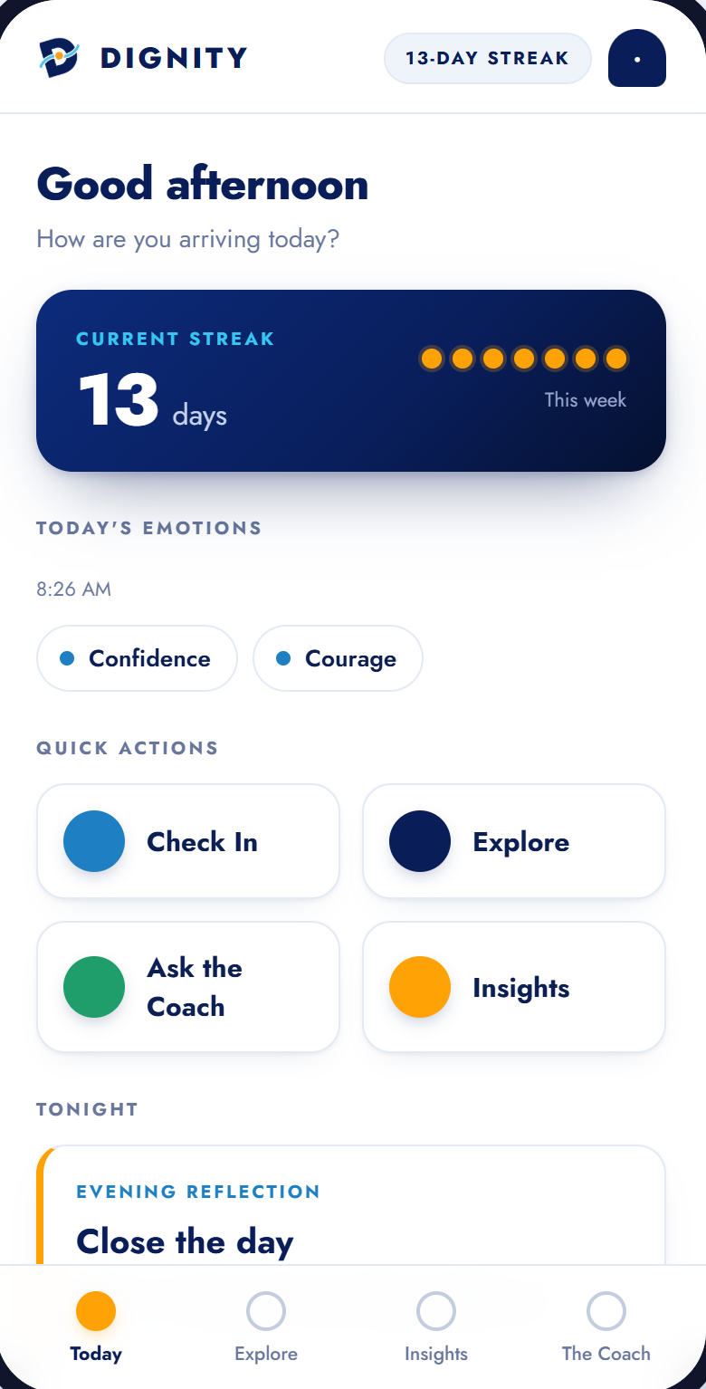 Dignity app screen